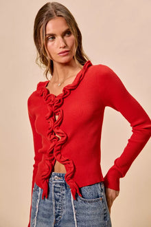 Pele Cascade Ruffle Ribbed Sweater Cardgian — thumbnail 10
