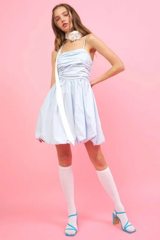 Rhiannon Ruched Detail Bubble Hem Mini Dress — view 2