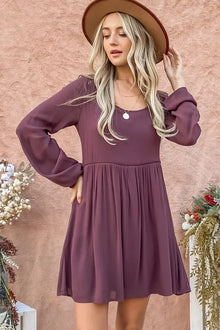 Aphrodite Back Lace Button Down Detail Bell Sleeve Dress — thumbnail 4