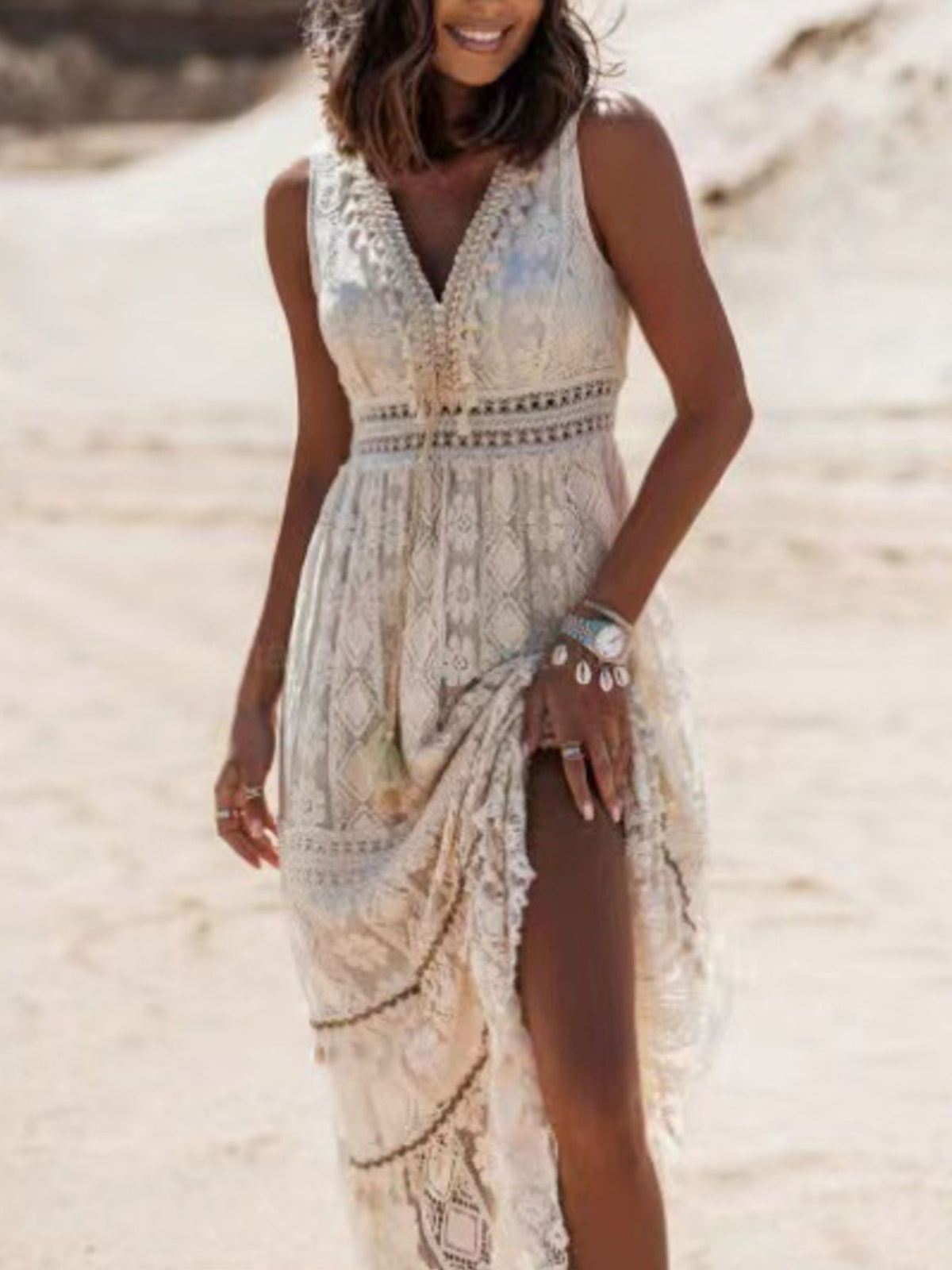 Isis Lace V-Neck Sleeveless Maxi Dress — view 1