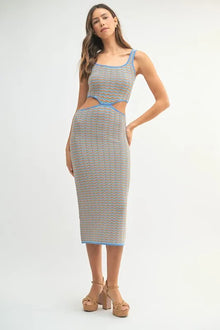 Iris Multi Color Chevron Knit Bodycon Midi Dress — thumbnail 2