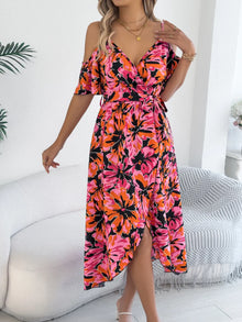 Venus Printed Cold Shoulder Midi Cami Dress — thumbnail 3