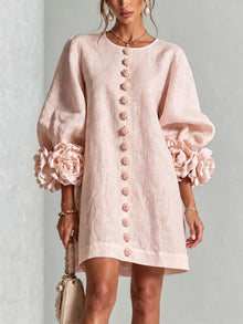 Olwen 3D Floral 3/4 Sleeve Mini Dress — thumbnail 1