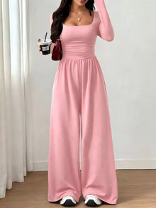 Bastet Ruched Square Neck Wide-Leg Jumpsuit — thumbnail 19