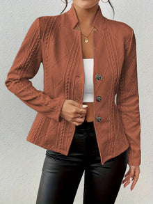 Athena Textured Knit Button-Front Blazer — thumbnail 10