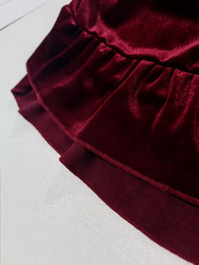 Aurora Ruffled Velvet Elastic Waist Skirt — thumbnail 9