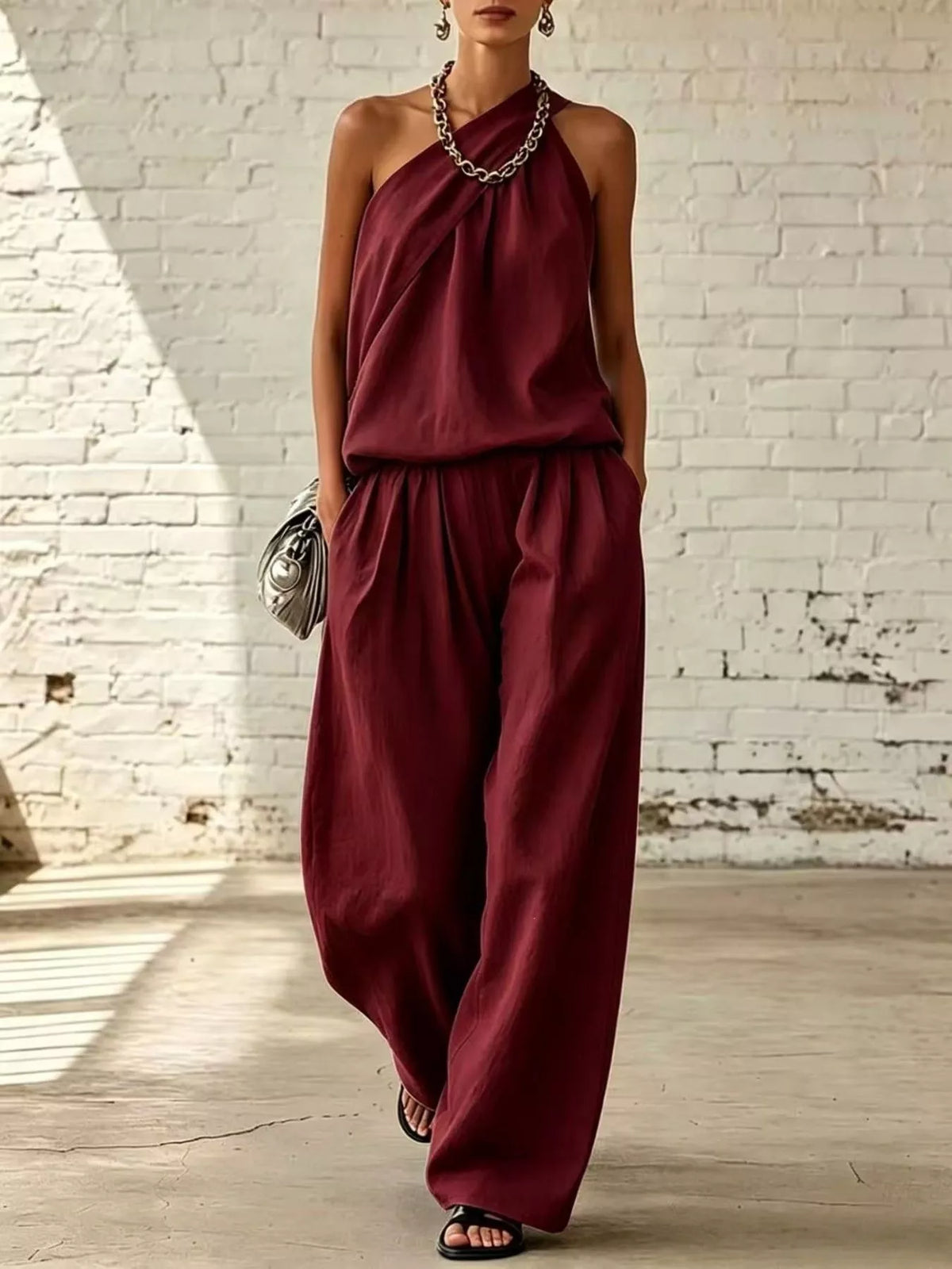 Selene Sleeveless Top and Wide-Leg Pants Set — view 4