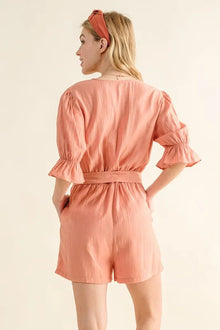 Fortuna Flounce Sleeves Romper with Belt — thumbnail 4