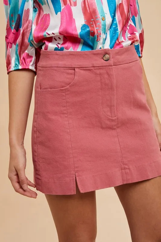Kali Comfort Stretch Cotton Slit Detailed Mini Skirt — view 2