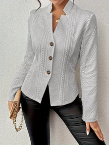 Athena Textured Knit Button-Front Blazer — thumbnail 14