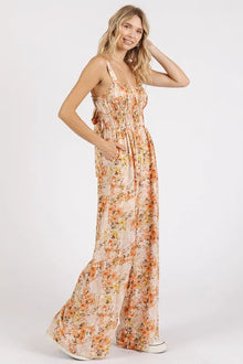 Persephone Flower Print Gathered Bust Sleeveless Jumpsuit — thumbnail 4
