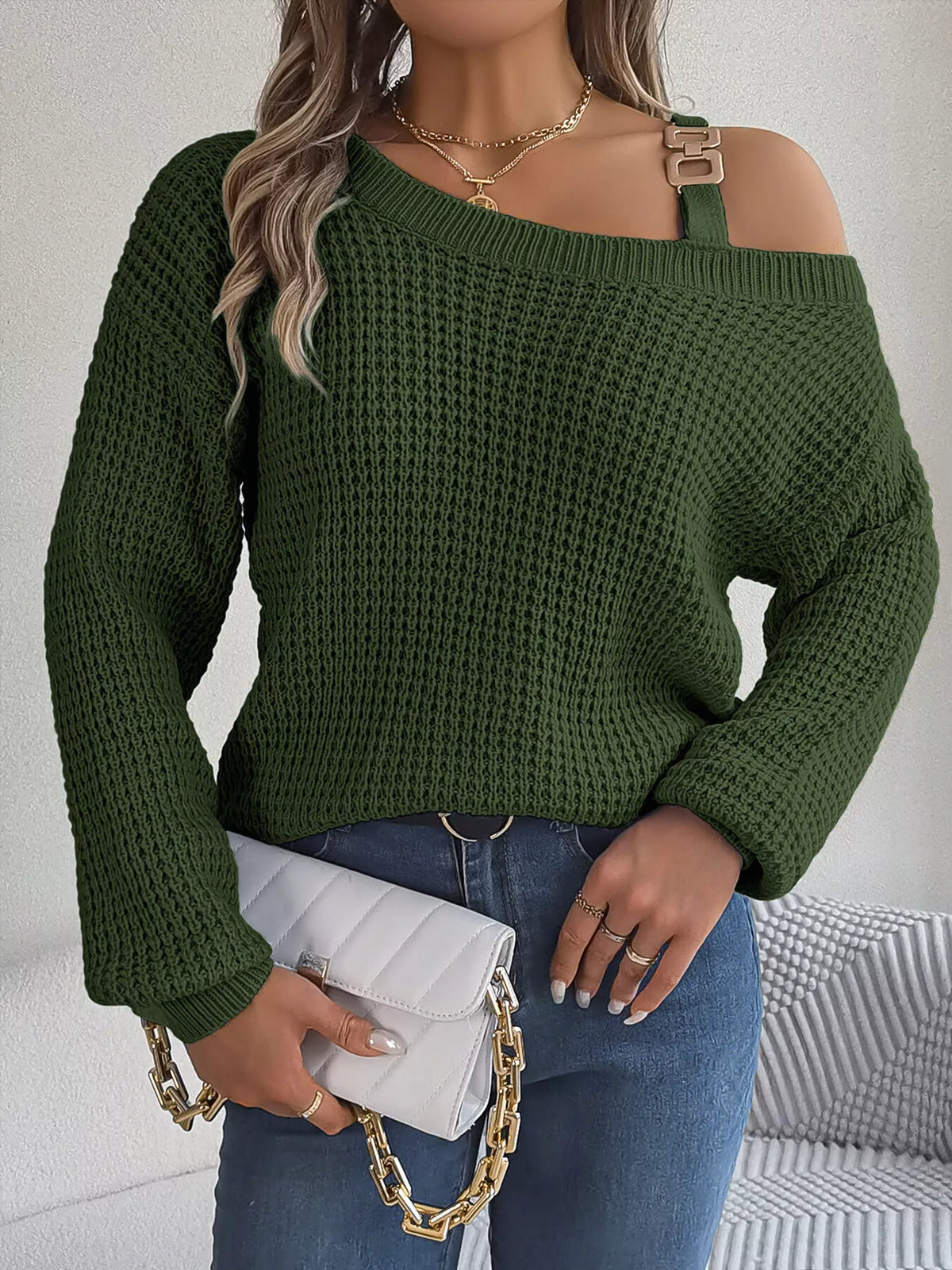 Parvati Asymmetrical Neck Long Sleeve Sweater — view 7