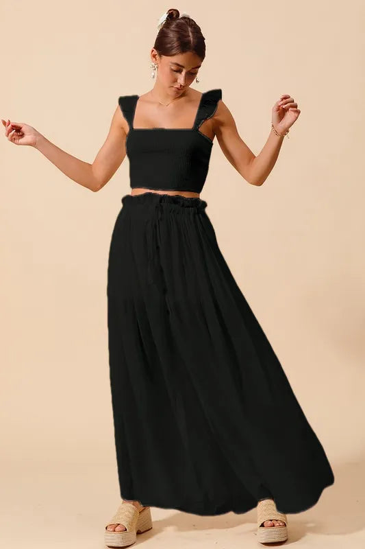 Isis Smocked Top and Flowy Maxi Skirt Set — view 4