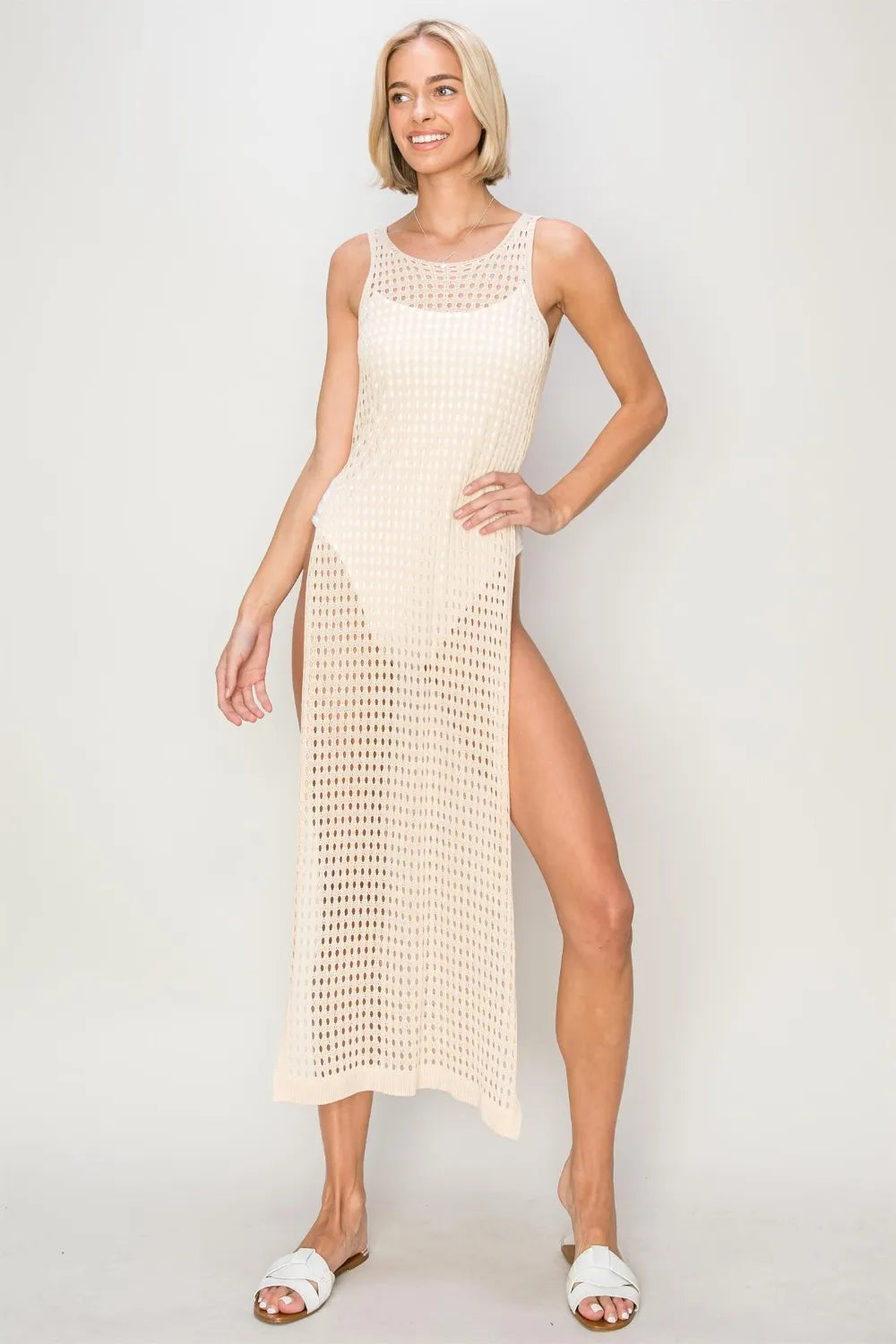 Brigid Crochet Backless Cover Up Dress — view 3
