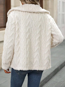 Eir Fuzzy Texture Button Up Collared Neck Coat — thumbnail 2