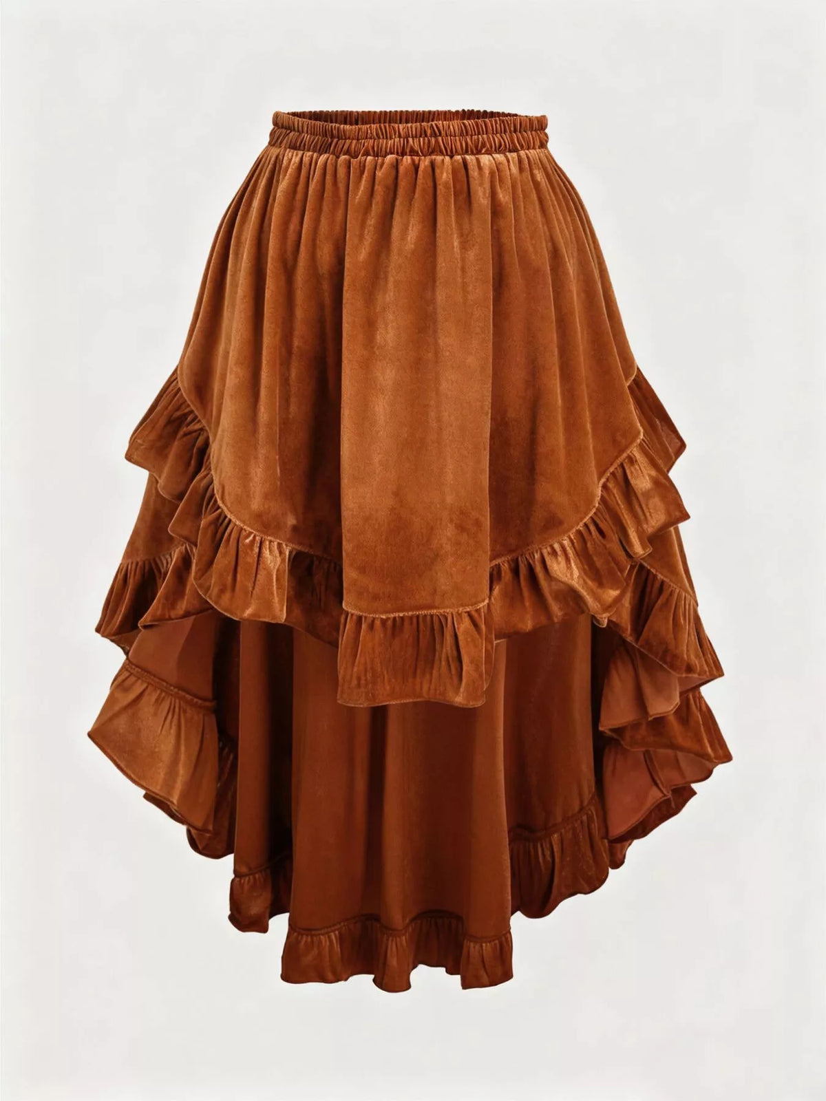Aurora Ruffled Velvet Elastic Waist Skirt — view 1