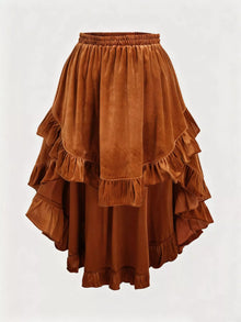 Aurora Ruffled Velvet Elastic Waist Skirt — thumbnail 1