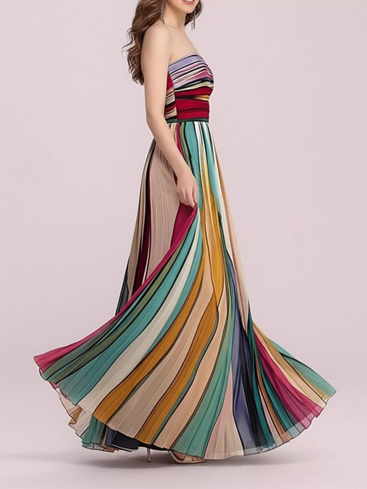 Maat Striped Pleated Tube Maxi Dress — view 4