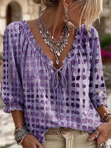 Selene Tie Neck 3/4 Sleeve Blouse — thumbnail 9