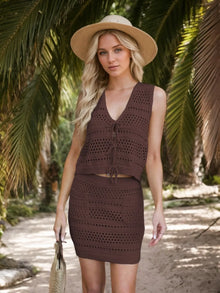 Brigid Openwork V-Neck Top and Skirt Knit Cover Up Set — thumbnail 17