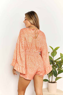 Fortuna Printed Flare Sleeve Surplice Romper — thumbnail 2