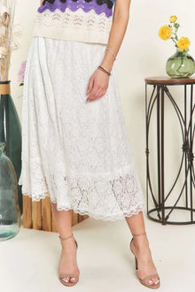 Selene Elastic Waist Lace Midi Skirt — thumbnail 2