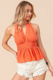 Demeter Back Open With Halter Neck Wrinkled Tank Top — thumbnail 10