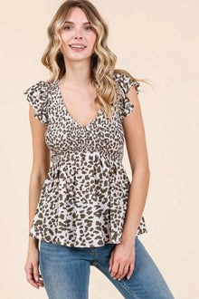 Freya Leopard Print Ruffle Smock Blouse — thumbnail 3