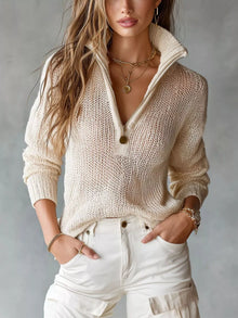 Rhea Half-Zip Dropped Shoulder Sweater — thumbnail 1