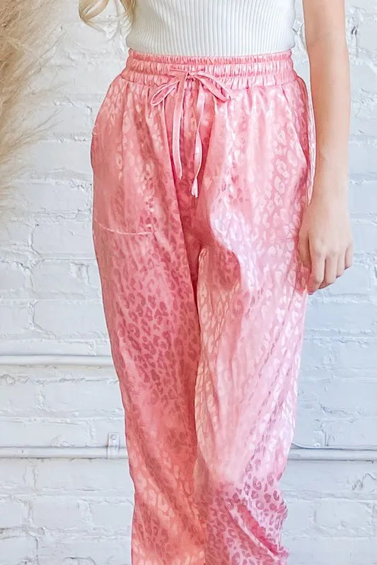 Lakshmi Satin Leopard Print Joggers — view 7