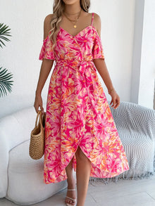 Venus Printed Cold Shoulder Midi Cami Dress — thumbnail 9