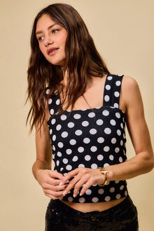 Demeter Polka Dot Knit Crop Seamless Casual Tank — thumbnail 4