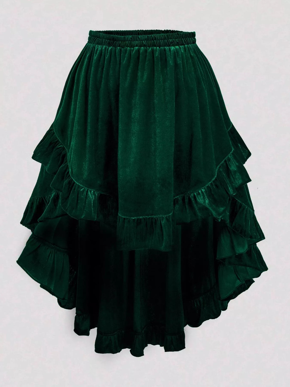 Aurora Ruffled Velvet Elastic Waist Skirt — view 11