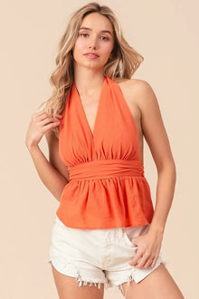 Demeter Back Open With Halter Neck Wrinkled Tank Top — thumbnail 1