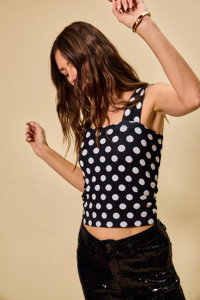 Demeter Polka Dot Knit Crop Seamless Casual Tank — view 9
