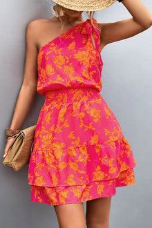Venus Tied Smocked Printed Single Shoulder Dress — thumbnail 6