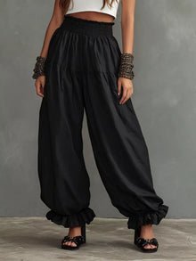 Bastet Smocked Ruffle Hem Wide Leg Pants — thumbnail 1