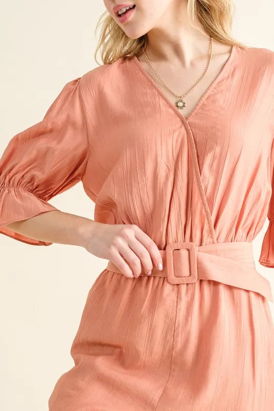 Fortuna Flounce Sleeves Romper with Belt — view 6