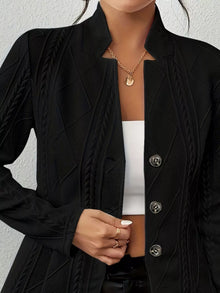 Athena Textured Knit Button-Front Blazer — thumbnail 2