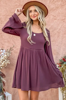 Aphrodite Back Lace Button Down Detail Bell Sleeve Dress — thumbnail 3