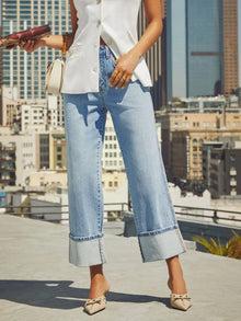 Eos High Waisted Straight Leg Rolled Jeans — thumbnail 13