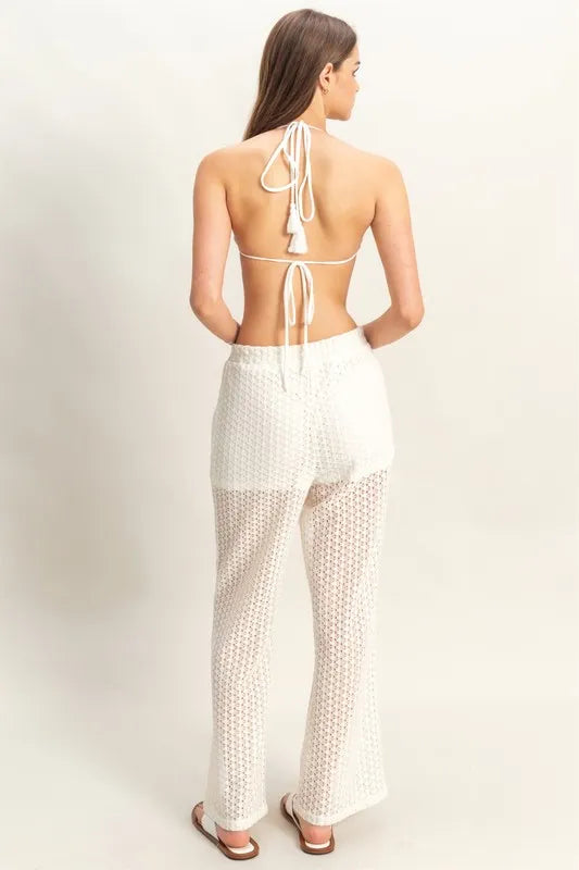 Brigid Crochet Bra and Drawstring Pants Set styled in the studio