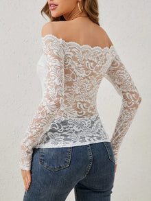 Morrigan Off-Shoulder Long Sleeve Lace Top — thumbnail 9