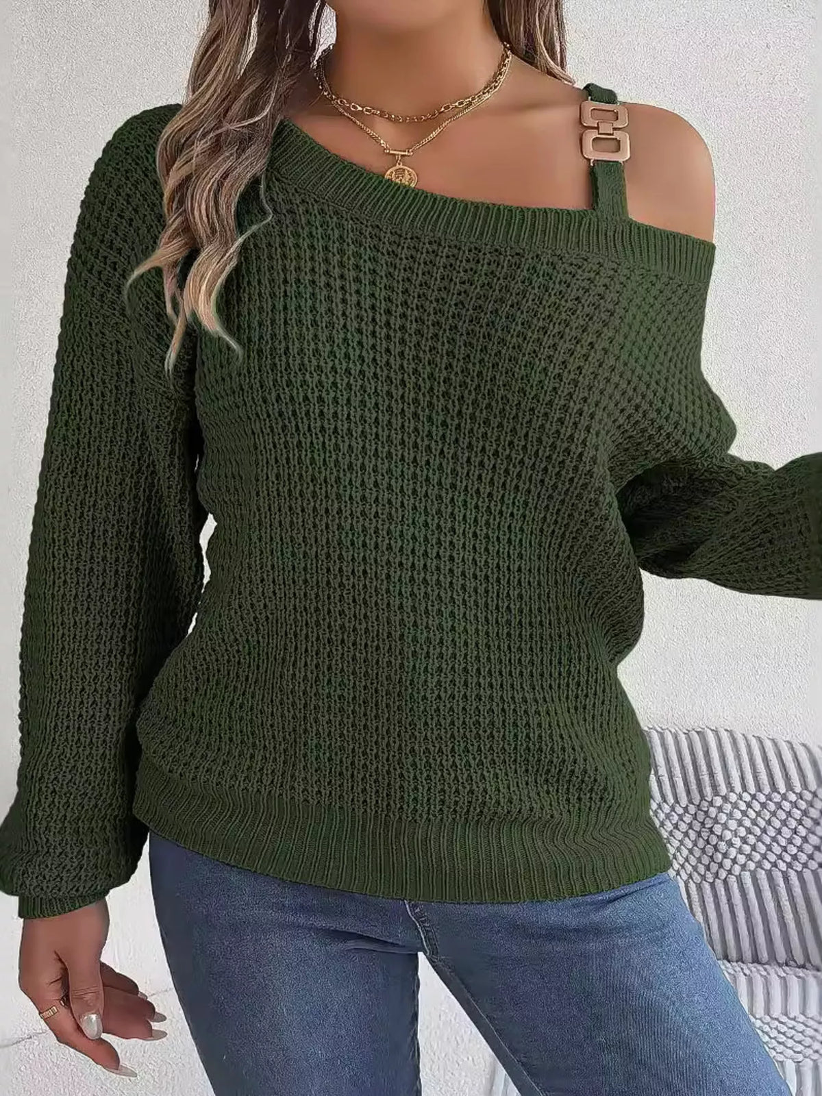 Parvati Asymmetrical Neck Long Sleeve Sweater — view 9