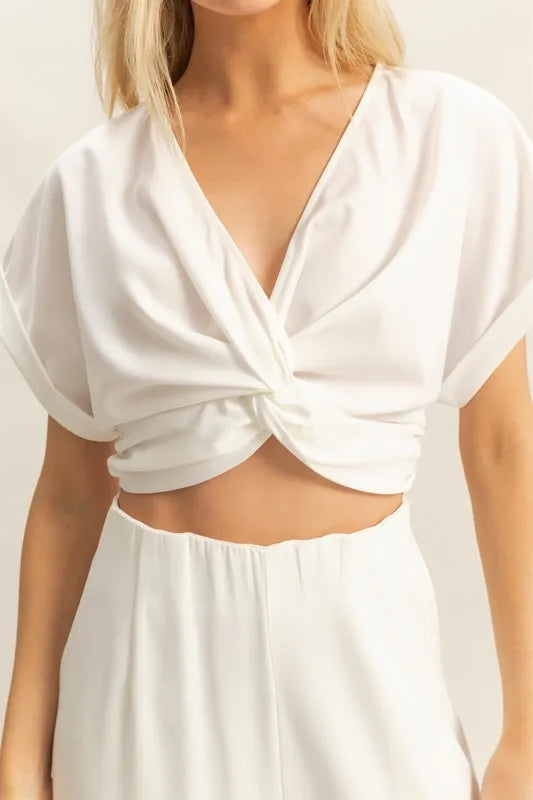 Maat Twisted Front Short Sleeve Top and Wide Leg Pants Set — view 5