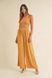 Oshun Smocked Bralette Crop Top and Wide Leg Pants Set — thumbnail 1