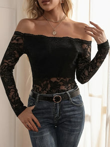 Morrigan Off-Shoulder Long Sleeve Lace Top — thumbnail 14