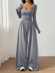 Bastet Ruched Square Neck Wide-Leg Jumpsuit — thumbnail 7