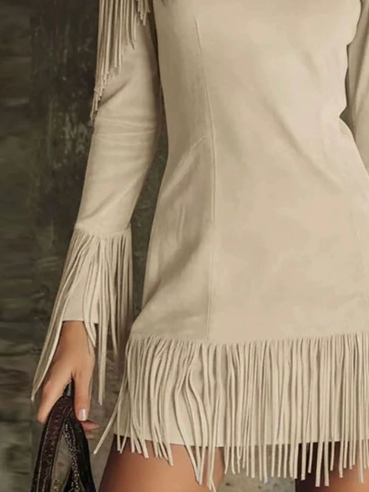 Rhiannon Fringed Cold Shoulder Mini Dress — view 4
