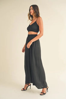 Rhiannon Smocked Bralette Crop Top and Wide Leg Pants Set — thumbnail 3